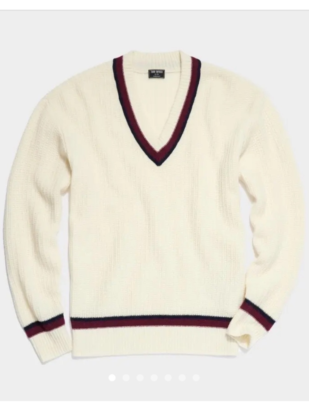 Todd Snyder Cricket 100% Lambs Wool V-Neck Sweater LARGE Cream